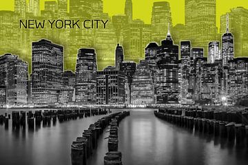 MANHATTAN Skyline | Graphic Art | geel van Melanie Viola