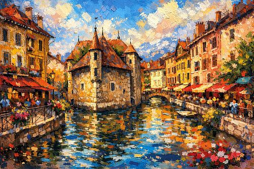 Annecy in Frankrijk, een impressionistisch schilderij.