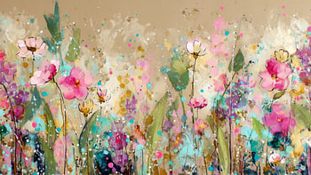 Sand Bloom - Abstraktes florales Kunstwerk mit natürlicher Wärme