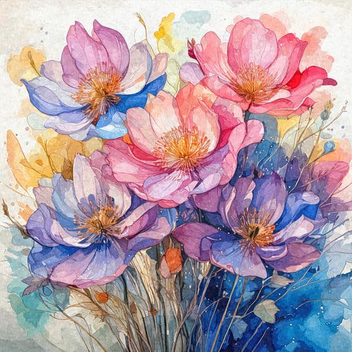 Pastellblüten im sanften Aquarell