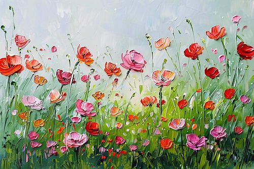 Peinture de fleurs sauvages dans une prairie d'été