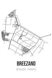 Breezand (Noord-Holland) | Landkaart | Zwart-wit van Stad & Wand