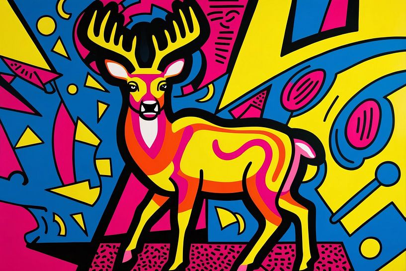Colourful deer pop-art painting by Imperial Art House