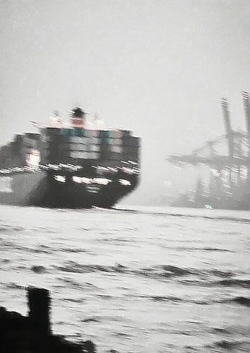 Schip in een zee van mist