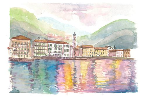 Sunset reflections in Menaggio on Lake Como