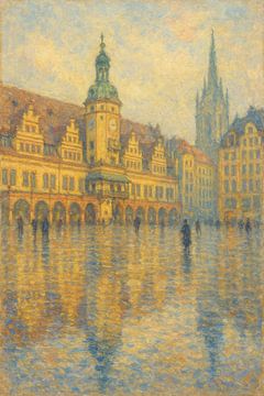 Leipziger Plein in Regenlicht - Gouden Echo's op Kasseien van Travel Shop