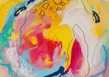 Happy Place 004 - abstract schilderij van QEIMOY