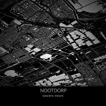 Schwarz-weiße Karte von Nootdorp, Südholland. von Rezona