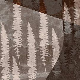 Fern leaves. Wabi-sabi botanical abstract. Leaves in brown colors by Dina Dankers