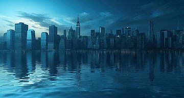 Silhouet: New York van fernlichtsicht