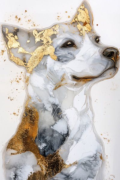 Chien abstrait avec détails dorés par Imperial Art House