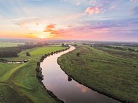 Zonsopgang boven de Vecht van bovenaf gezien