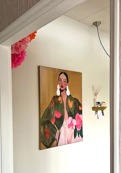 Kleurrijk modern en abstract portret in warme kleuren