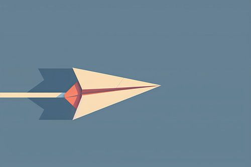 Abstract papieren vliegtuigje met schaduw