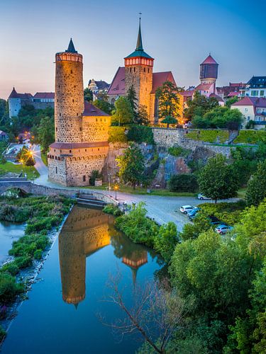 Het oude stadscentrum van Bautzen in de avond