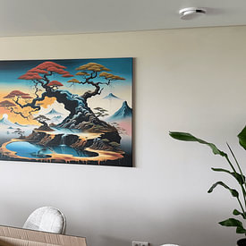 Kundenfoto: Japanische Landschaft, Dali-Stil, Surrealismus von Betty Maria Digital Art, auf Leinwand