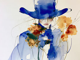 « Cowgirl abstraite avec des fleurs » sur M.A.Z.U.N.