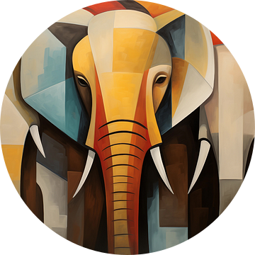 Abstracte olifanten kubisme panorama