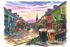 Dingle, Ireland – Colourful high street, pub, travel art by Markus Bleichner