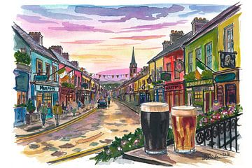 Dingle, Ireland – Colourful high street, pub, travel art by Markus Bleichner