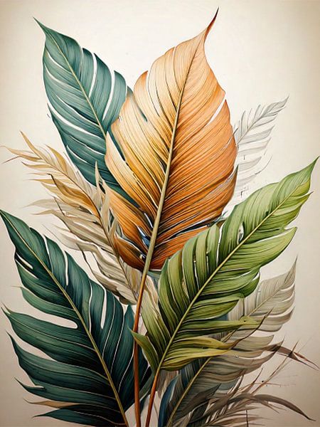 Herbstliche Farbe Blatt Triptychon von bob rendy