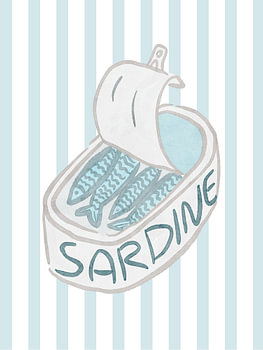 Geïllustreerd blikje sardines