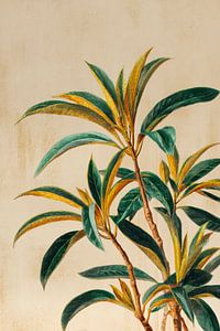 Tropische Pflanze mit gelben Akzenten Botanische Illustration