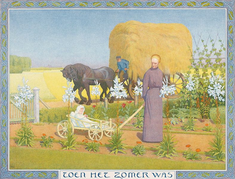 Femme avec un enfant dans une charrette, Ferdinand Hart Nibbrig par Des maîtres magistraux