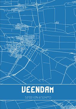 Blaupause | Karte | Veendam (Groningen) von Rezona