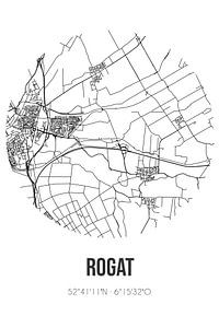 Rogat (Drenthe) | Carte | Noir et Blanc sur Rezona