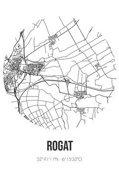 Rogat (Drenthe) | Landkaart | Zwart-wit van Rezona