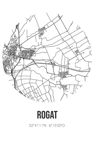 Rogat (Drenthe) | Map | Black and white by Prints of Place