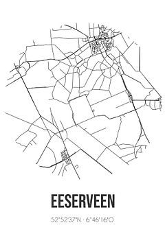 Eeserveen (Drenthe) | Landkaart | Zwart-wit van Rezona