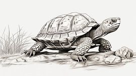 Schildkröten zeichnen, Schildkröten Bleistiftzeichnung Vintage