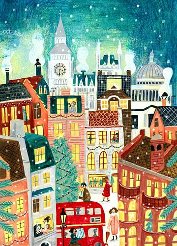 Kerstmis in Londen in de sneeuw