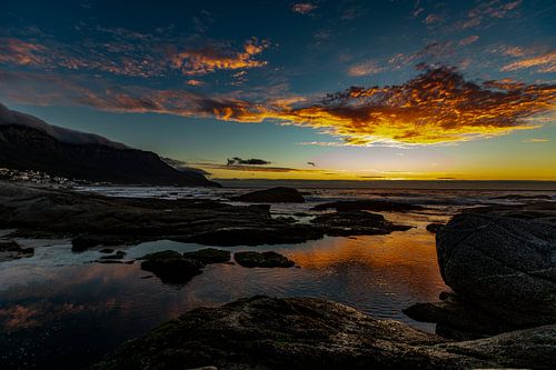 Zonsondergang, Bloubergstrand Beach, Zuid-Afrika