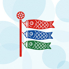 Japanische Koinobori-Malerei auf mintfarbenem Hintergrund von febri anto