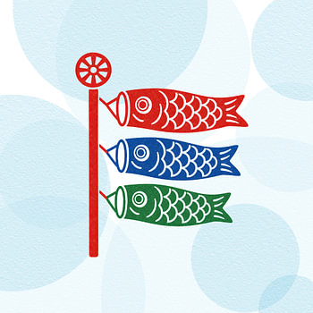 Japanese Koinobori Painting on Mint Background
