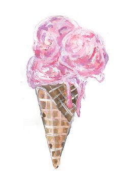 Creamy Strawberry Ice Cream Cone van Sebastian Grafmann