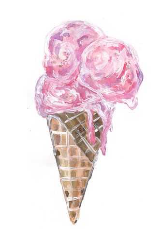 Creamy strawberry ice cream cone