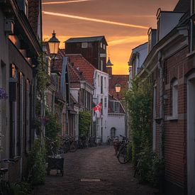 Coucher de soleil dans les rues d'Amersfoort sur Albert Dros