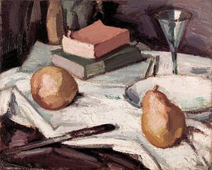 Samuel John Peploe - Stilleben mit Birnen und Weinglas (um 1915)