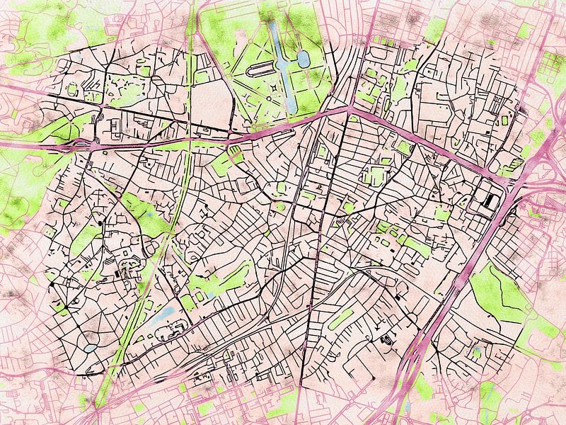 Kaart van Antony in de stijl 'Soothing Spring' van Maporia
