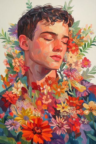 Jonge man met bloemen van ARTemberaubend