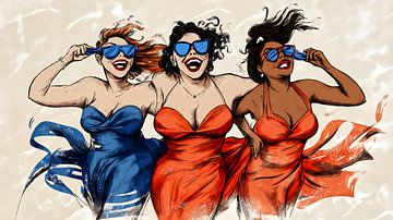 Elegante vrouwen op het zomerstrand van Frank Heinz
