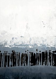 Abstract Painting in White, Grey, Black and Blue by Ela Szczepaniak