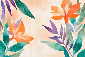 Blühende Farben – Botanisches Gemälde  Tanz der Blüten – von Poster Art Shop