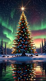 De magie van Kerstmis onder het licht van het noorderlicht van fredi arlangga