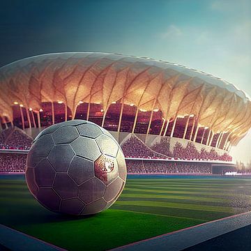 Fußball in einem Stadion bei der Fußballweltmeisterschaft in Katar von Animaflora PicsStock