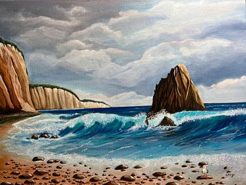 Vue de la mer. peinture à l'huile. sur Wilma Hage